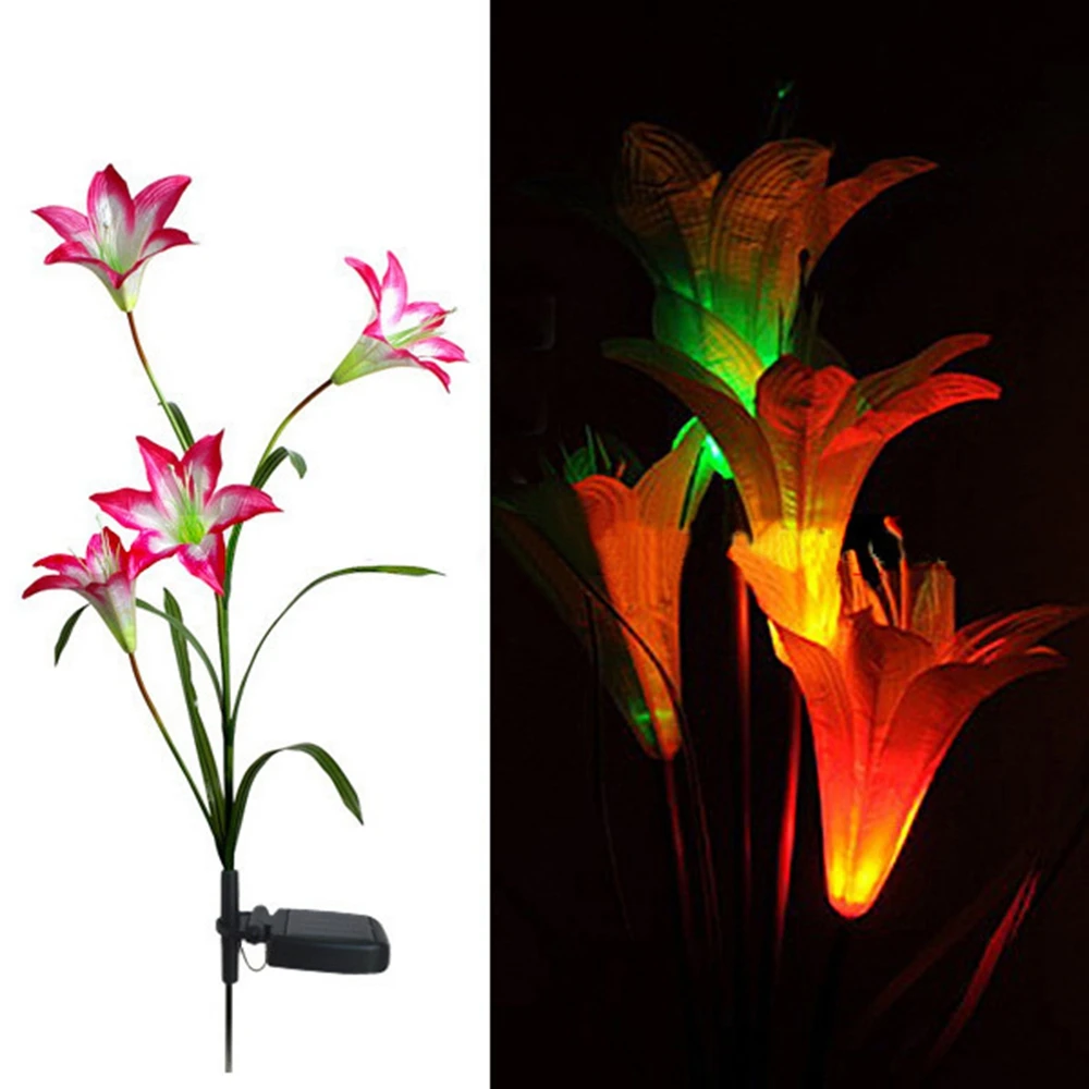 Buy Pink Solar LED Lily Flower Light Color Changing