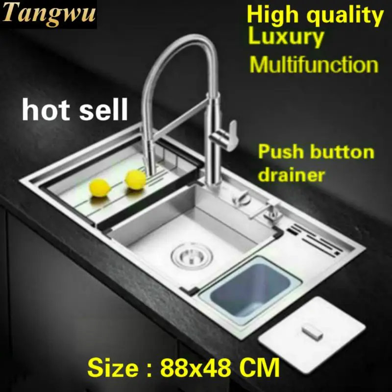 Us 626 5 50 Off Tangwu Luxury Advanced Kitchen Sink Food Grade 304 Stainless Steel Manual Large Single Slot Durable 88x48x21 Cm In Kitchen Sinks