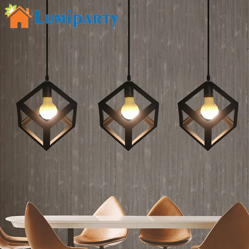 

LumiParty LED Pendant Light Industrial Cube Metal Pendant Light Accessory Loft Lamp for Home Bar Cafe jk30