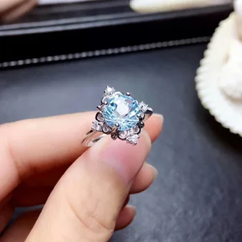 

shilovem 925 silver sterling ring real natural topaz open rings trendy fine Jewelry anniversary new wholesale 8*8mm mj080819agb