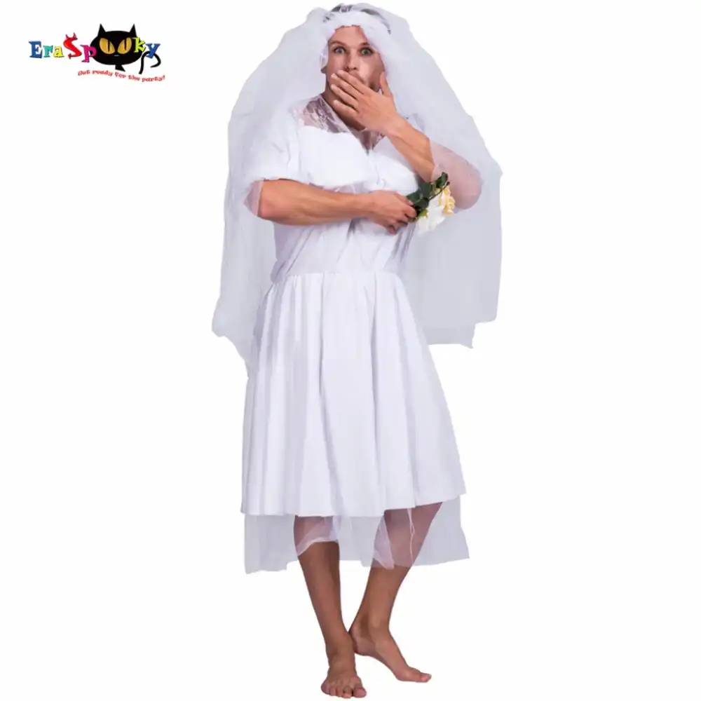 Eraspooky Halloween Costume Adult Oversize Men Lace Wedding Dress