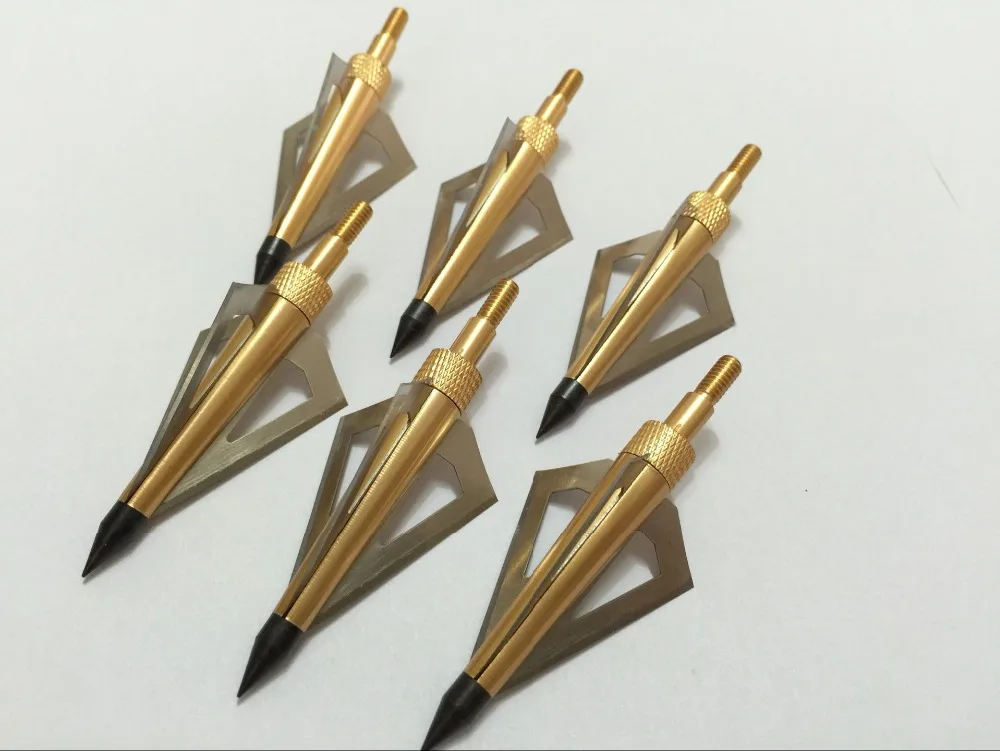

Hunting Broadheads 60pcs/set Arrow Archery Compound Bow Aftershock Beast 2.817" 125gr ANODIZE Stainless Steel blade glod color