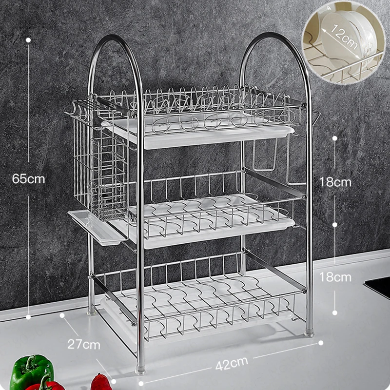 304 стеллаж для сушки посуды из нержавеющей стали для кухонного хранения бытовой мульти-сушилка для посуды со слоем элементы кухни бытовые Дырокол бесплатно