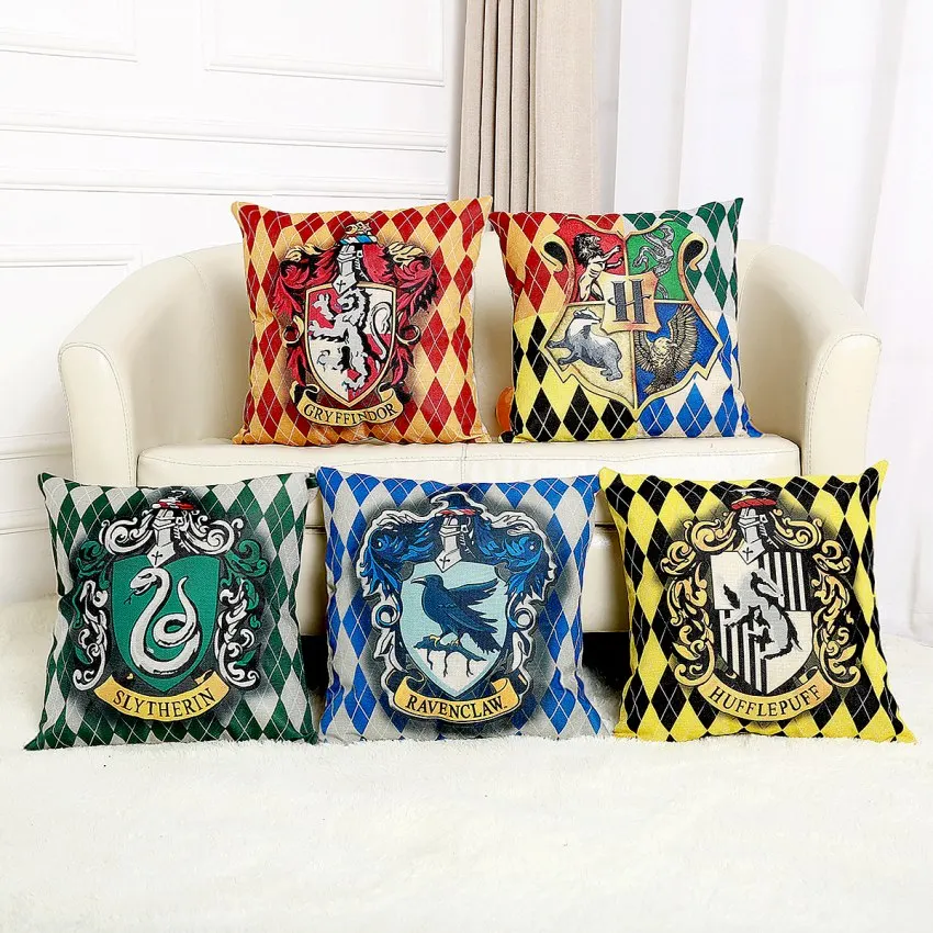 Harry Potter Hogwarts 4 Houses Logo Gryffindor Sofa Throw Pillow Cover