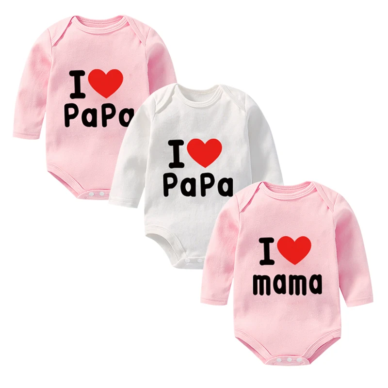 

100% Cotton Newborn Rompers Roupas de bebe Infant Baby Jumpsuit Clothes Baby Girls Boys Romper Love PaPa MaMa Overalls Clothing