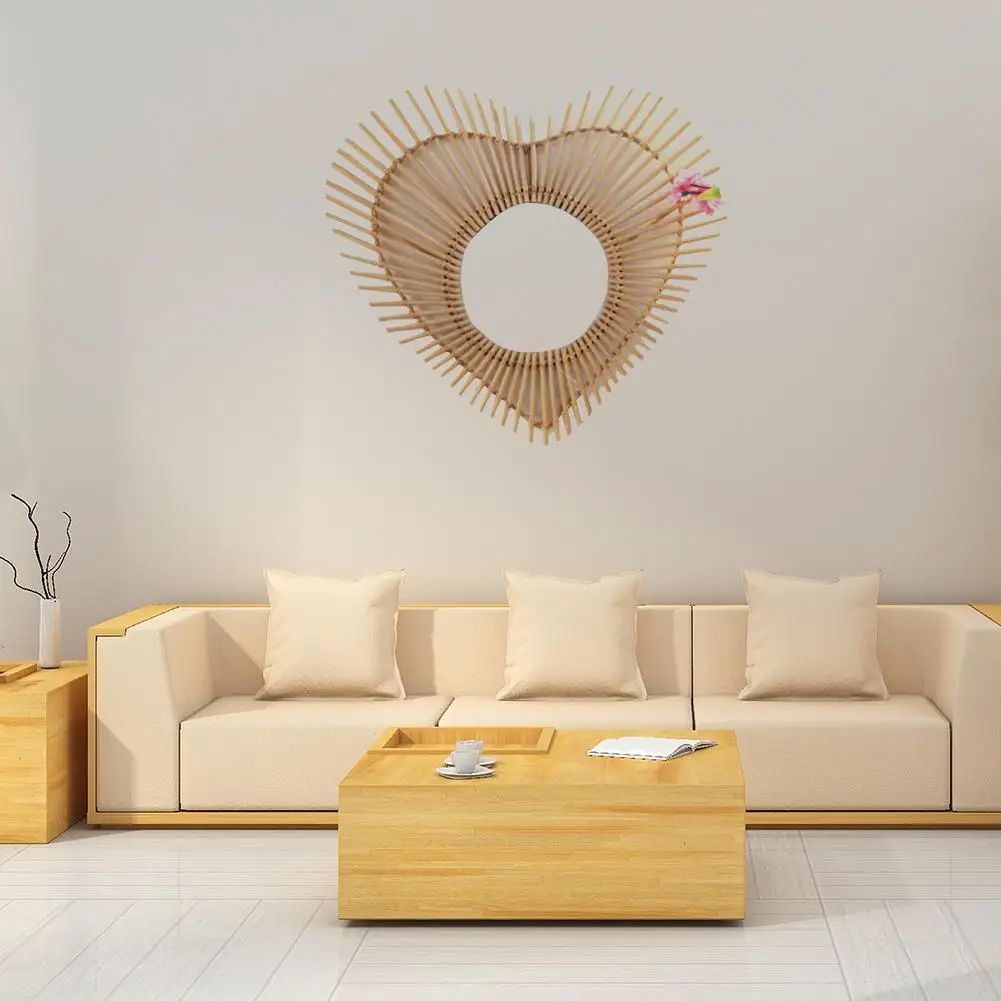 Art Deco Heart-shaped Wall-mounted Rattan Crafts Frame Creative Photo Wall Hanging Frame Tasteless Strong Not Easy To Damage