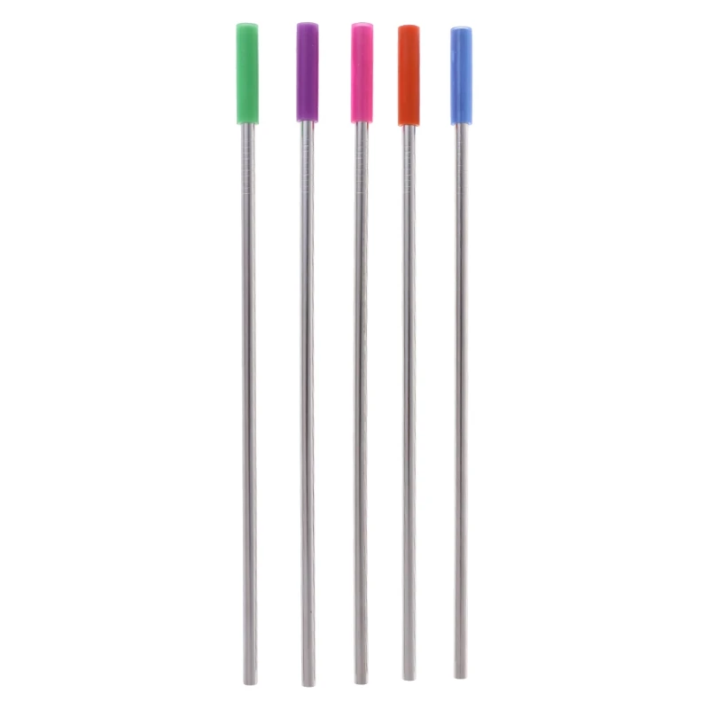 

1Pc Stainless Steel Silicone Bent Reusable Bar Washable Drinking Straw Tool (Random Color)