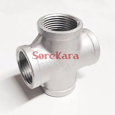 

3/4" BSP Female 304 Stainless Steel Cross 4 Way Connector Pipe Fitting water oil air