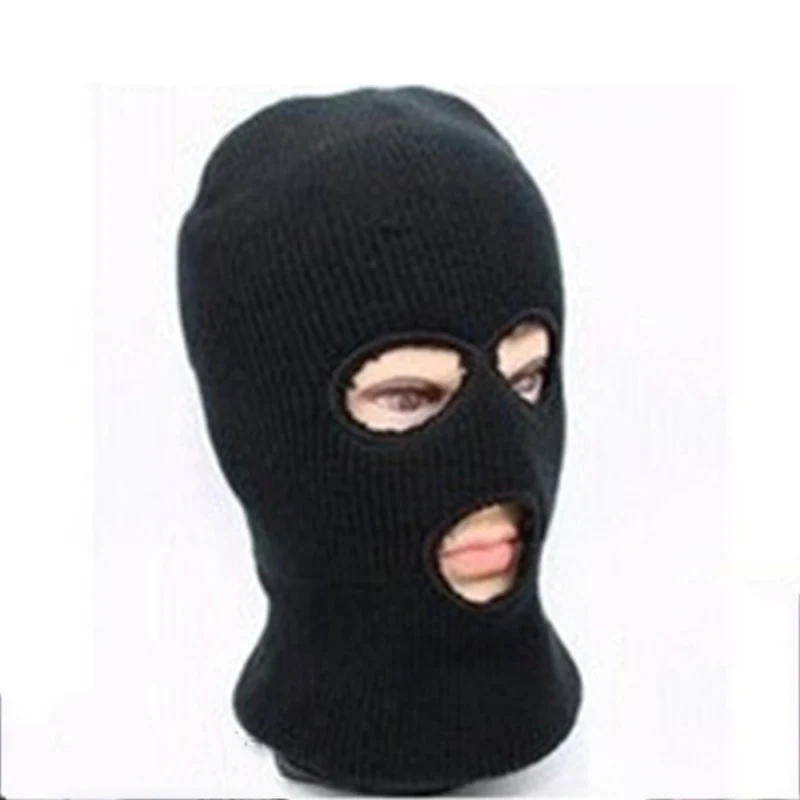 

Novelty Women Men Winter Warm Black Full Face Cover Three Holes Mask Beanie Hat Cap Fashion Accessory Unisex Free Shipping
