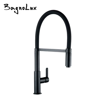 High Arch Single Hole Single Handle Pull Down Sprayer Docking Kitchen Faucet Alba Matt Black Mixer Sink Tap with Spray Head chrome spring pull down spray kitchen sink faucet single handle one hole mixer tap