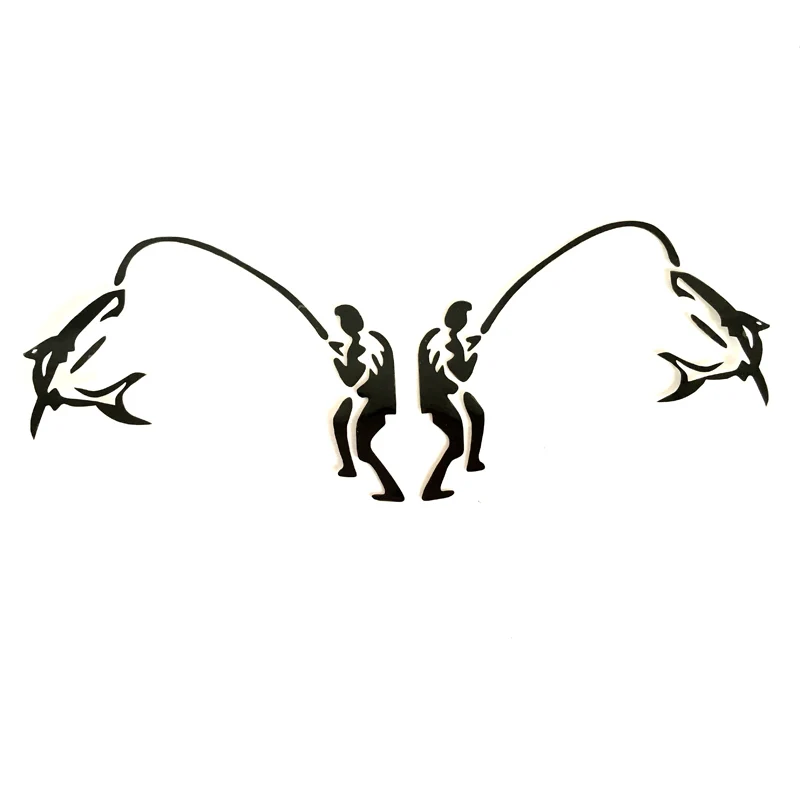 

1 Pair 12x9CM Fishing Reflective vinyl car styling sticker Car rearview mirror sticker tail bumper sticker