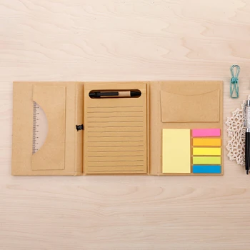 

Creative Kraft Paper Notebook Bandage Journal Filler Papers Multi-function Notepad Memo Pad With Colored Sticky Notes,Ruler,Pen
