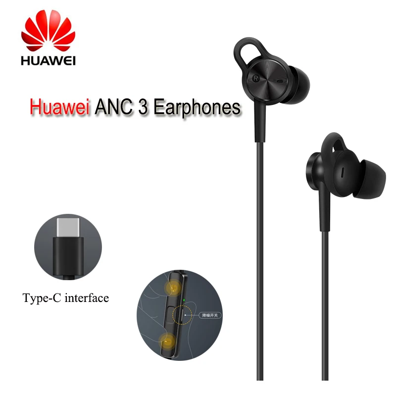 

Original Product Huawei ANC 3 Earphones 3 Mode Active Noise Cancel Hi-Res Quality Music Type-C Charge-Free Mic Anti-Wind Design