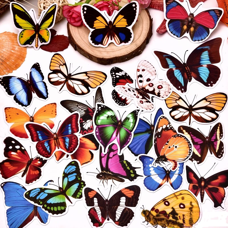 25 шт kawaii милые красочные наклейки с бабочками/для ноутбука автомобиля Тетрадь наклейка холодильник, скейтборд/DIY Фотоальбомы