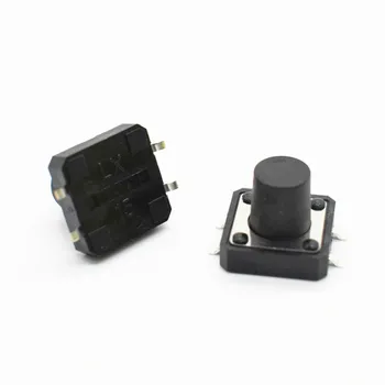 

100pcs 12x12x10MM SMD SMT 4PIN Tactile Tact Push Button Micro Switch Direct Plug-in Self-reset DIP Top Copper