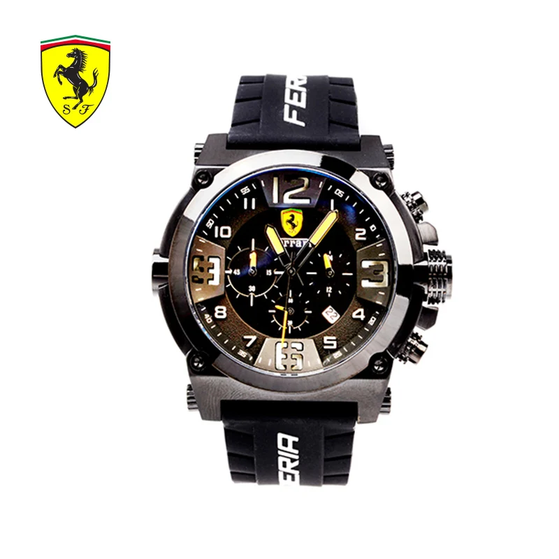 

Scuderia Ferrari top brand luxury casual leather quartz clock men's sports waterproof watch gift Relogio Masculino