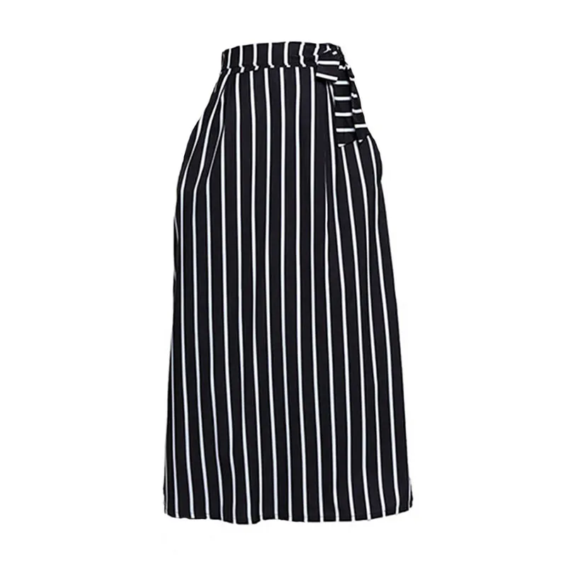 HOT sell Fashion 2018 Summer Skirt Womens Striped Ankle-length Chiffon Empire Lace-Up Vintage Long Skirt Femme Saia A06#N (2)