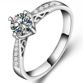 

4 Prongs Lovely 0.5Ct Round Cut Synthetic Diamonds Ring 925 Sterling Silver Ring White Gold Color Wedding Ring