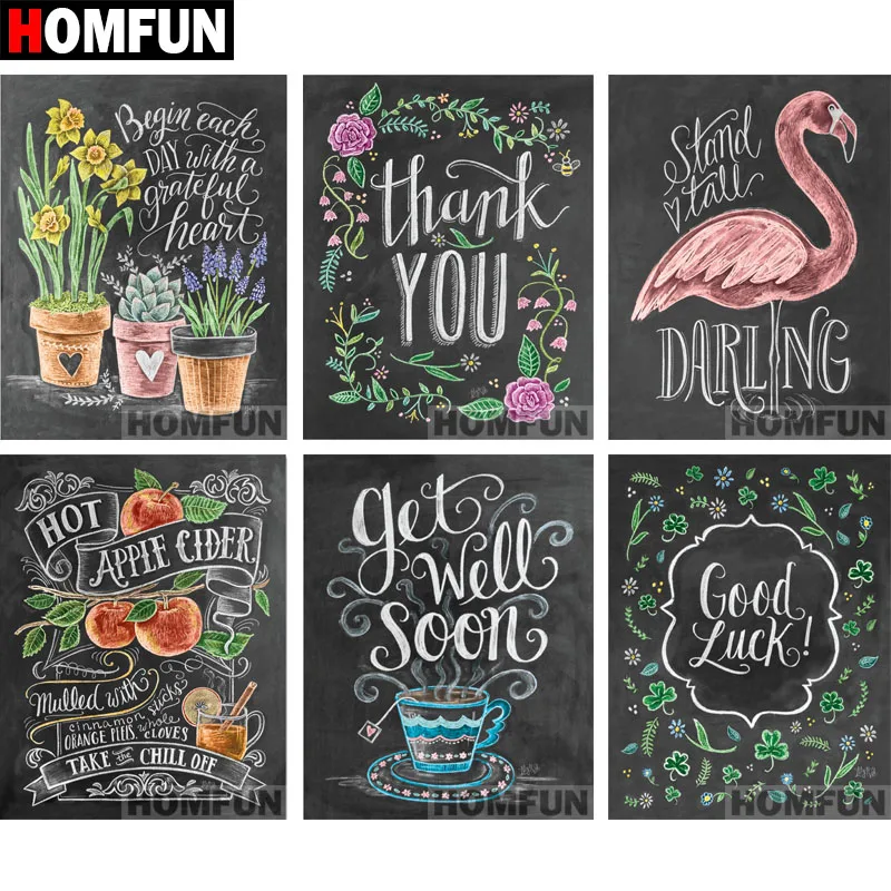 

HOMFUN Full Square/Round Drill 5D DIY Diamond Painting "Blackboard text" 3D Embroidery Cross Stitch 5D Decor Gift A06826