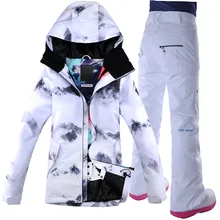 GSOU лыжный костюм для женщин, китайская живопись чернилами, Женская лыжная куртка+ штаны, Женский комплект для сноубординга, куртка для сноуборда и штаны