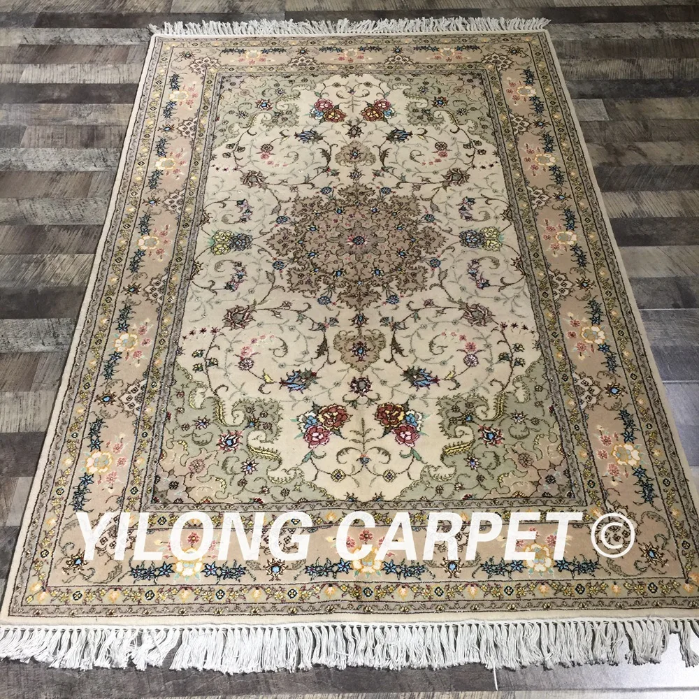 Yilong 4'x6' wool silk persian handknotted rug oriental durable chinese