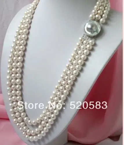 

3 strands stunning Charming white 8-9 AAA SOUTH SEA pearl necklace 18-20