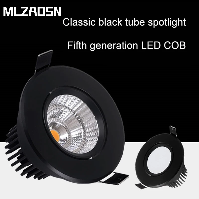 

MLZAOSN LED Downlight Aluminum COB 3W 5W 7W 10W 15W 20W For Living Room Ceiling Downlight Black Light LED Lighting