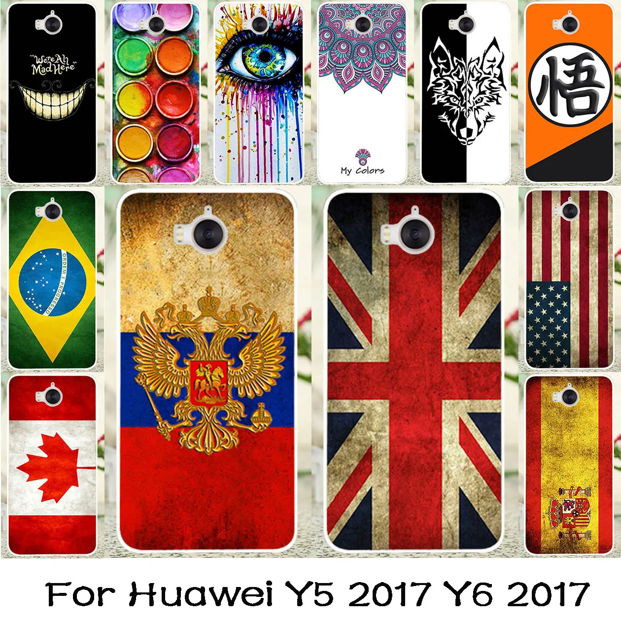 Image Silicone Phone Case For Huawei Y5 2017 Y5 III Y5 3 Huawei Y6 2017 Bag Shell MYA L22 MYA L03 MYA L23 Russia Flag Case Cover Capa