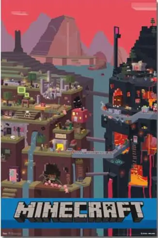 

MINECRAFT - CUBE VIDEO GAME SILK POSTER Decorative Wall painting 24x36Inch