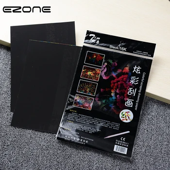 

EZONE 10Sheets Black 16K Scratch Picture Paper Tracing Paper Calligraphy Copy Paper For Children Graffiti Art Drawing Supply