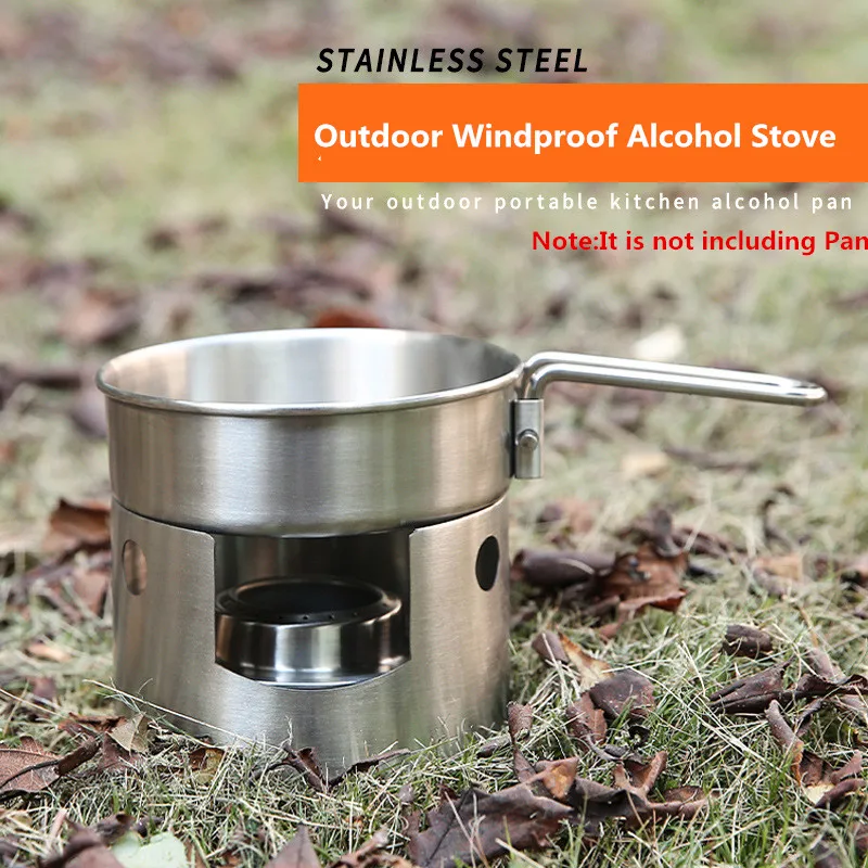 

Portable Outdoor Picnic Windproof Alcohol Stove stainless steel round windshield solid liquid alcohol stove Camping Furnace