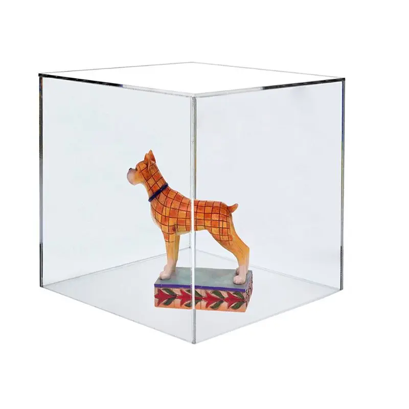 

12Pcs Transparent Acrylic 5 Sided Display Storage Box Case Square Cube Props Box Size L/S Jewelry Box