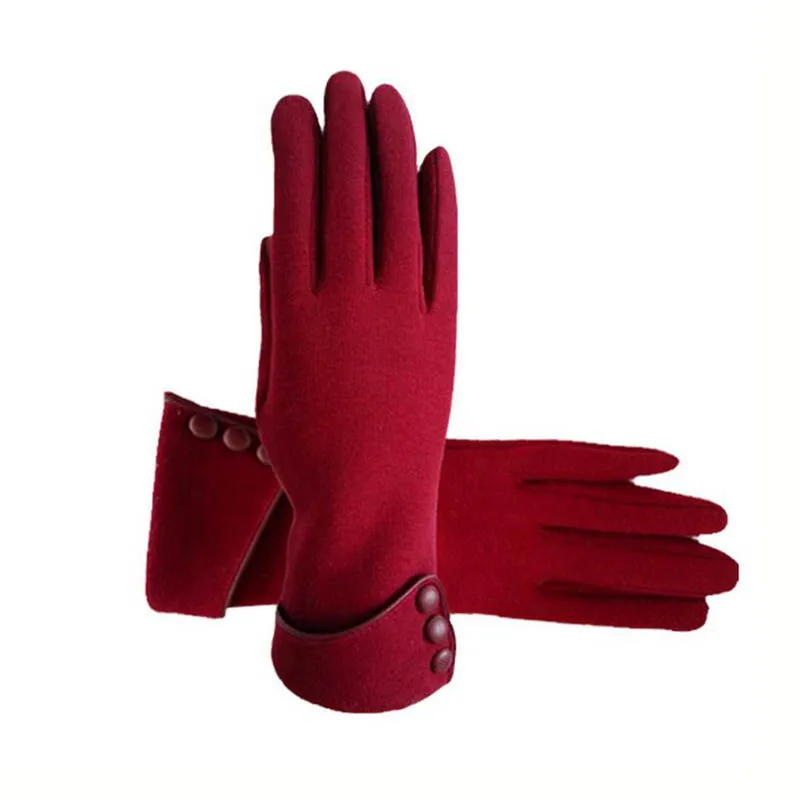 YRRETY, элегантные плюшевые женские сенсорные перчатки, осенне-зимние кашемировые перчатки для фитнеса, женские рукавицы на запястье, перчатки для вождения - Цвет: G130 Wine Red