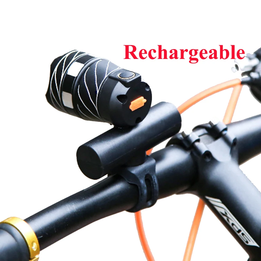 Best Walkfire Zoomable XM-L T6 LED Bicycle Light Bike Front Top Tube Lamp Waterproof Cycling Focus Torch Headlight USB Rechargeable 4
