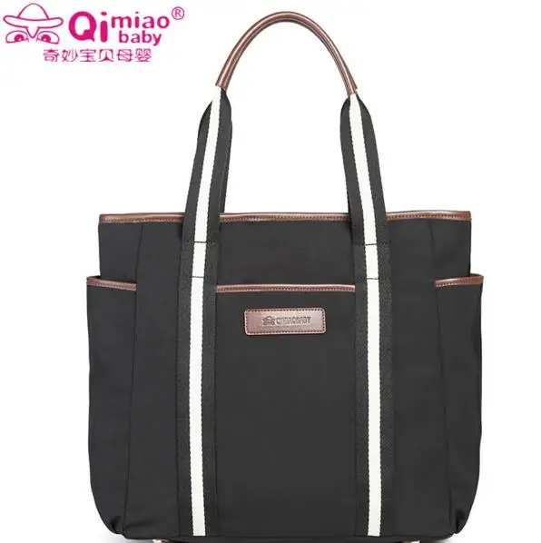 Модная женская повседневная сумка для детской коляски для мам, подгузники, сумки для мам, сумки для беременных, с пеленальным ковриком, изоляционная сумка для пеленок - Цвет: black
