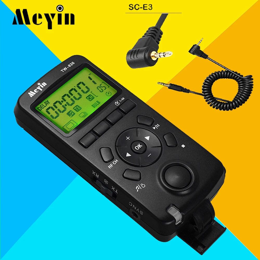

Meyin TW-836 E3 Wireless LCD Shutter Release Timer Remote Control for Canon 60D 70D 600D 650D 700D 550D,Pentax K-5 K-7 K10 K20