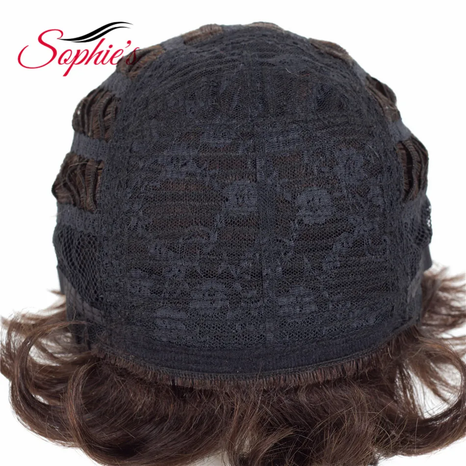 Sophie's Short Human Hair Wigs For Women Natural Wave Wigs 4" Natural Black 100% Non-Remy Human Hair Machine Made H.VERA Wigs