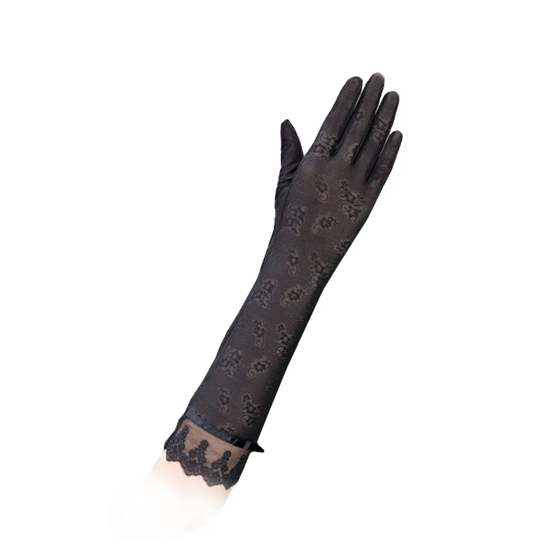 Сексуальные весенние летние женские осенние длинные солнцезащитные перчатки с УФ-защитой от солнца Модные Шелковые кружевные перчатки для вождения тонких сенсорных экранов 07B