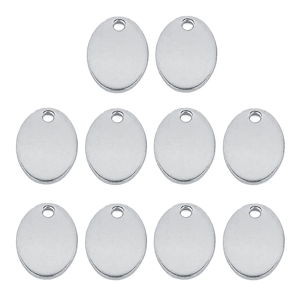 10 Pieces Metal Flat Oval Circle Blank Coin Stamping Charms Tag Pendants