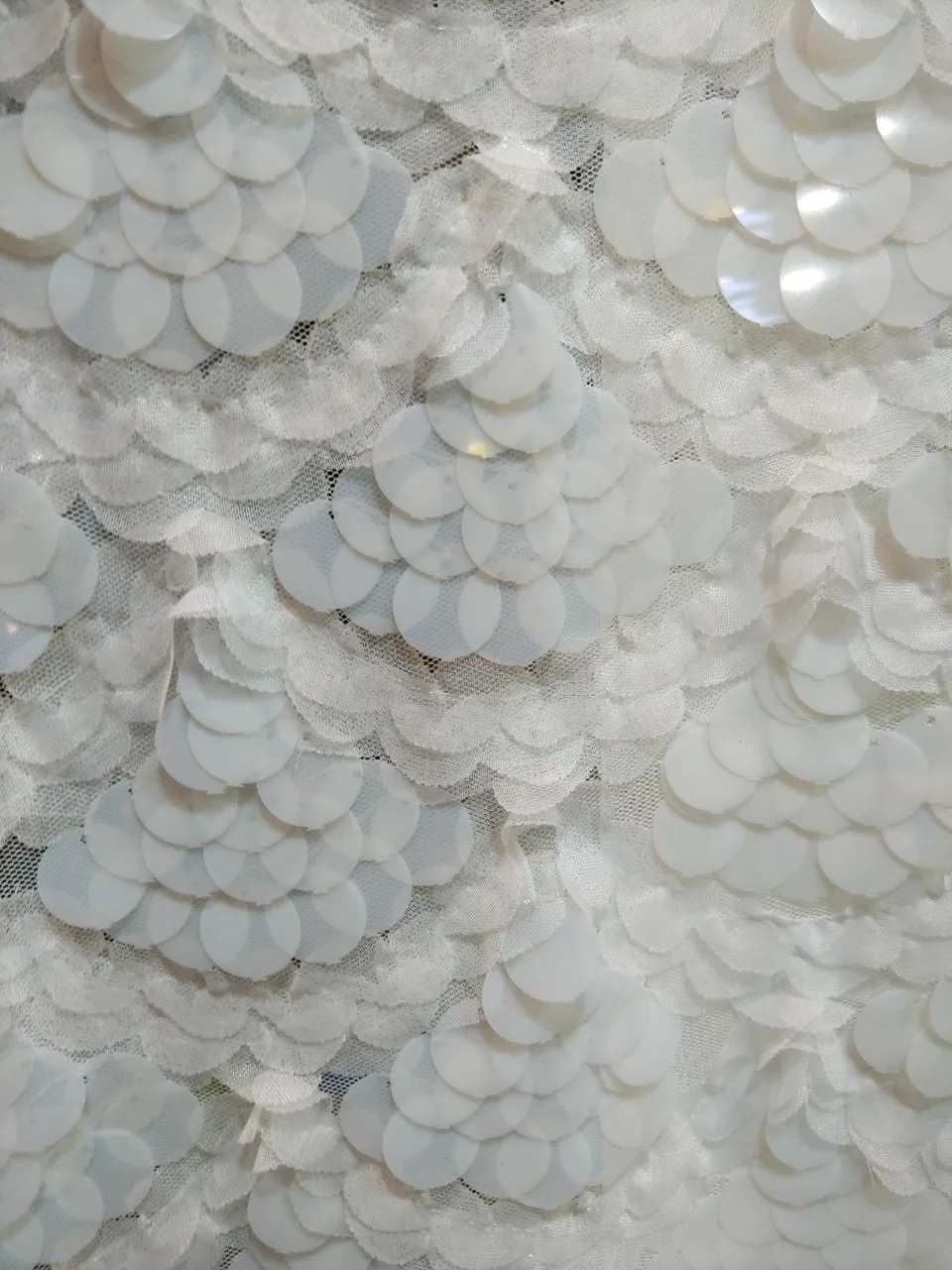 

2019 Latest White African French Lace Fabric High Quality African Tulle Lace Fabric with sequins For Wedding W11281