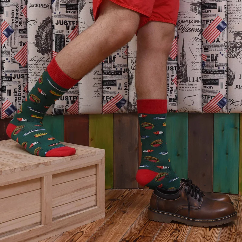 Harajuku/Популярные уличные трендовые мужские хлопковые носки, мягкие креативные носки с изображением суши, утки, собаки в стиле хип-хоп, Повседневные носки для скейтеров, мужские