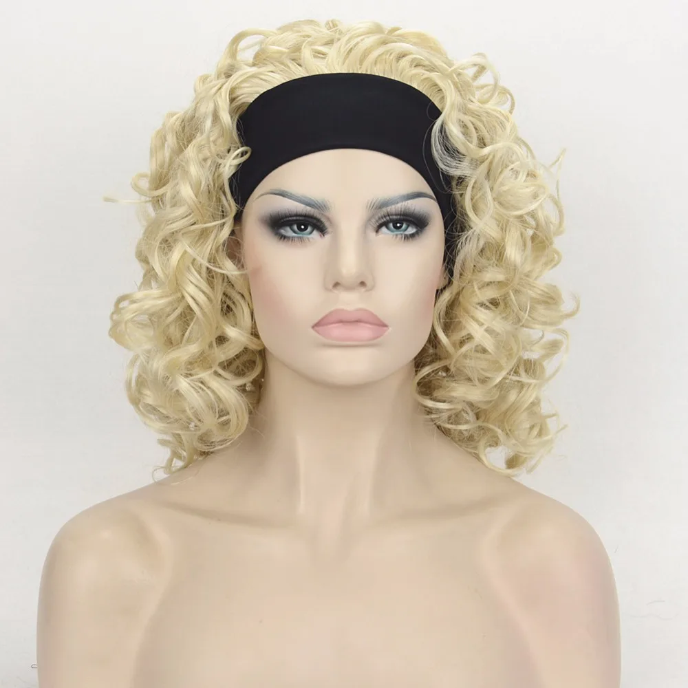 5955 613# SYNTHETIC FULL WIG W HEADBAND blonde curly wig (2)