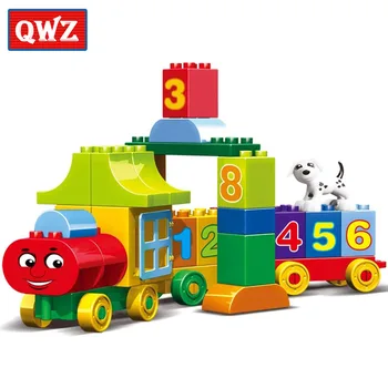 

QWZ 50pcs Large Particles Numbers Train Building Blocks Bricks Educational Baby City Toys Gifts