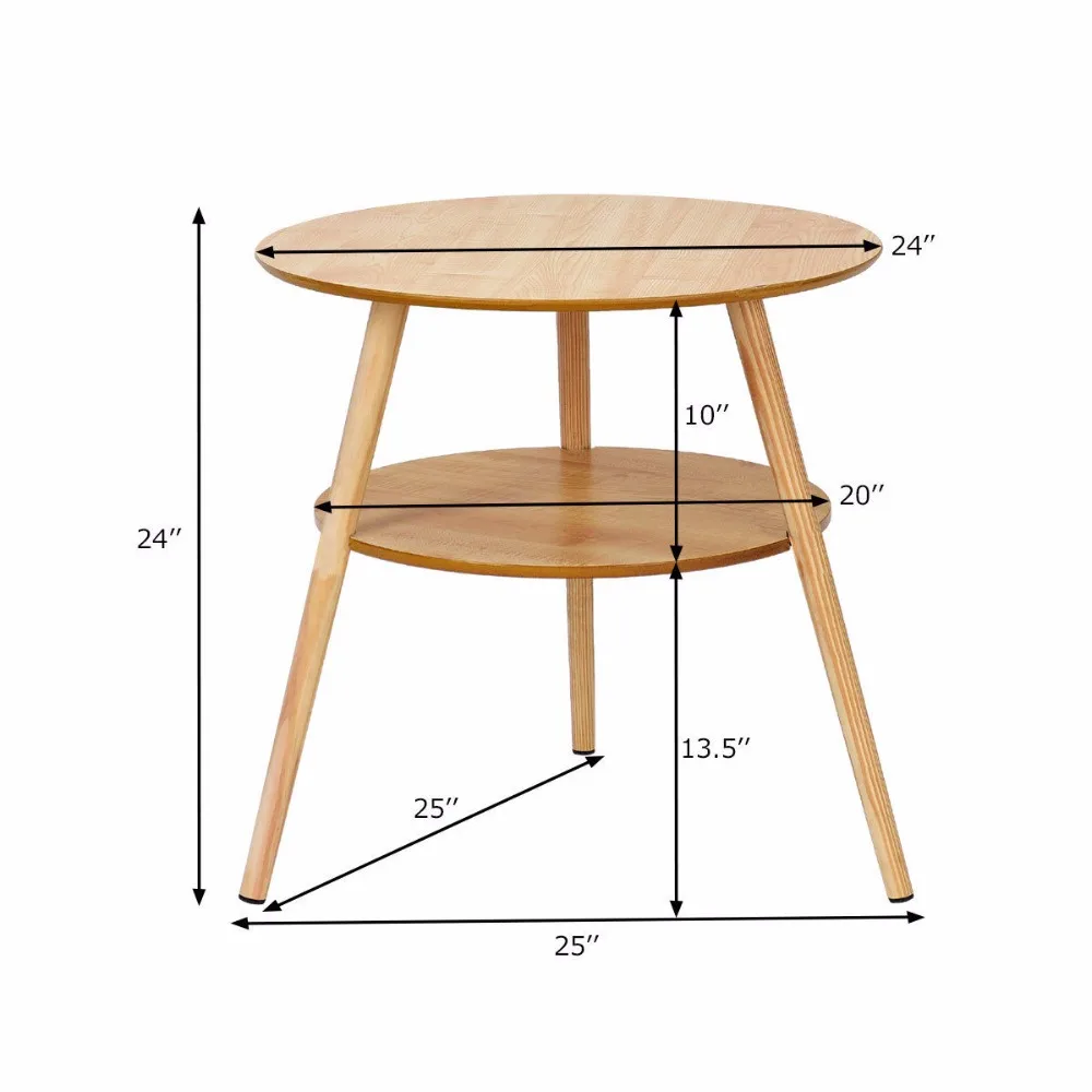 Giantex 2-Tier Round End Coffee Table Side Accent Table Wood Legs Living Room Furniture Living Room Furniture HW59267 Giantex 2-Tier Round End Coffee Table Side Accent Table Wood Legs Living Room Furniture Living Room Furniture HW59267