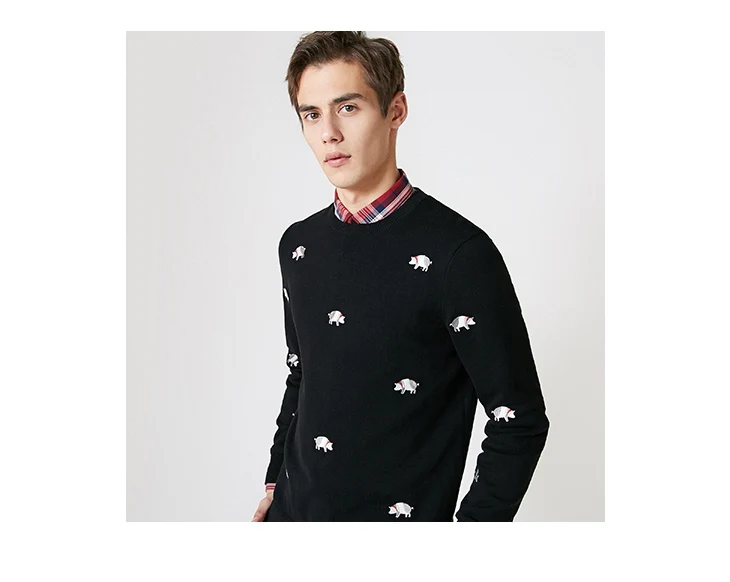 Отборный мужской весенний пуловер с принтом зодиака, вязаный хлопок, Повседневный свитер, одежда S | 419124551