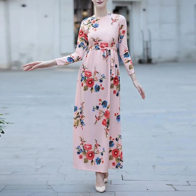 Женское платье с цветочным рисунком мусульманское кафтан марокаин Абая для