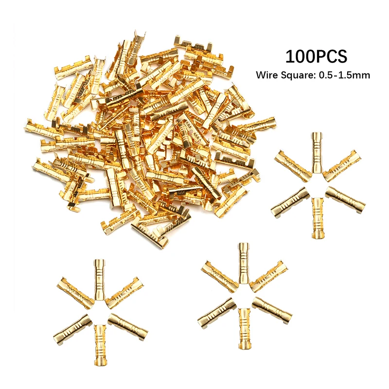

100Pcs Brass Docking connector line pressing button quick connect terminal 0.5-1.5 mm Wire square