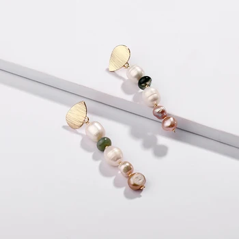 

LUNA CHIAO Fashion Fancy Fresh Water Pearls Natural Stone Beads Drop Earrings for Women