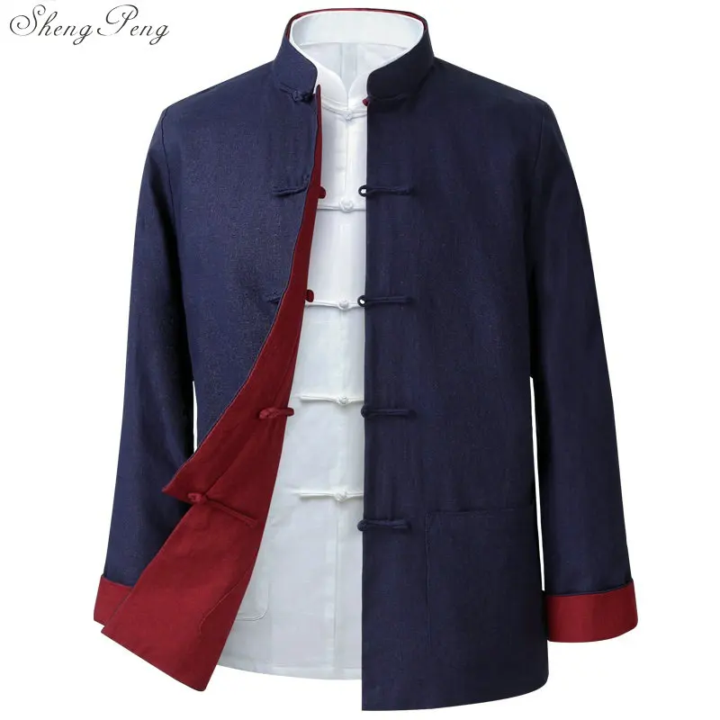 Men Chinese Style Shirt Traditional chinese jacket Traditional mandarin collar tang jacket mandarin collar suit men clothes Q600