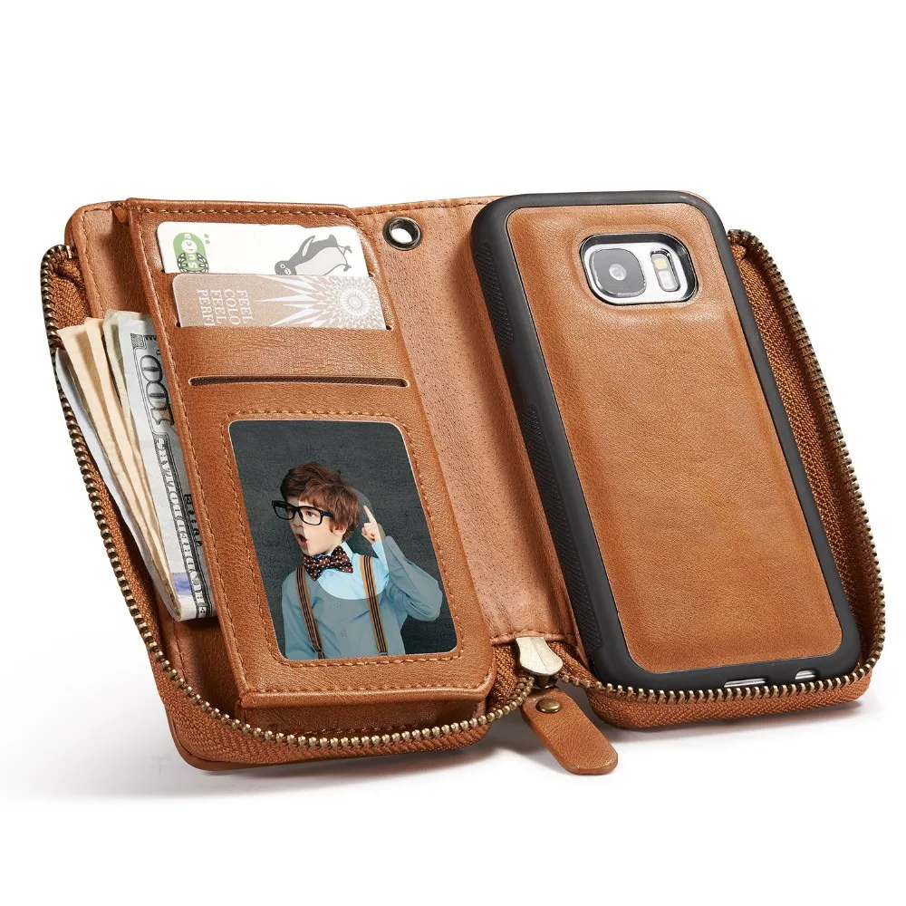

Multifunction Zipper Card Holder Cover for Samsung S8 S9 Plus Note 5 8 9 Magnetic Back Cover Book Flip Case for S5 S6 S7 Edge
